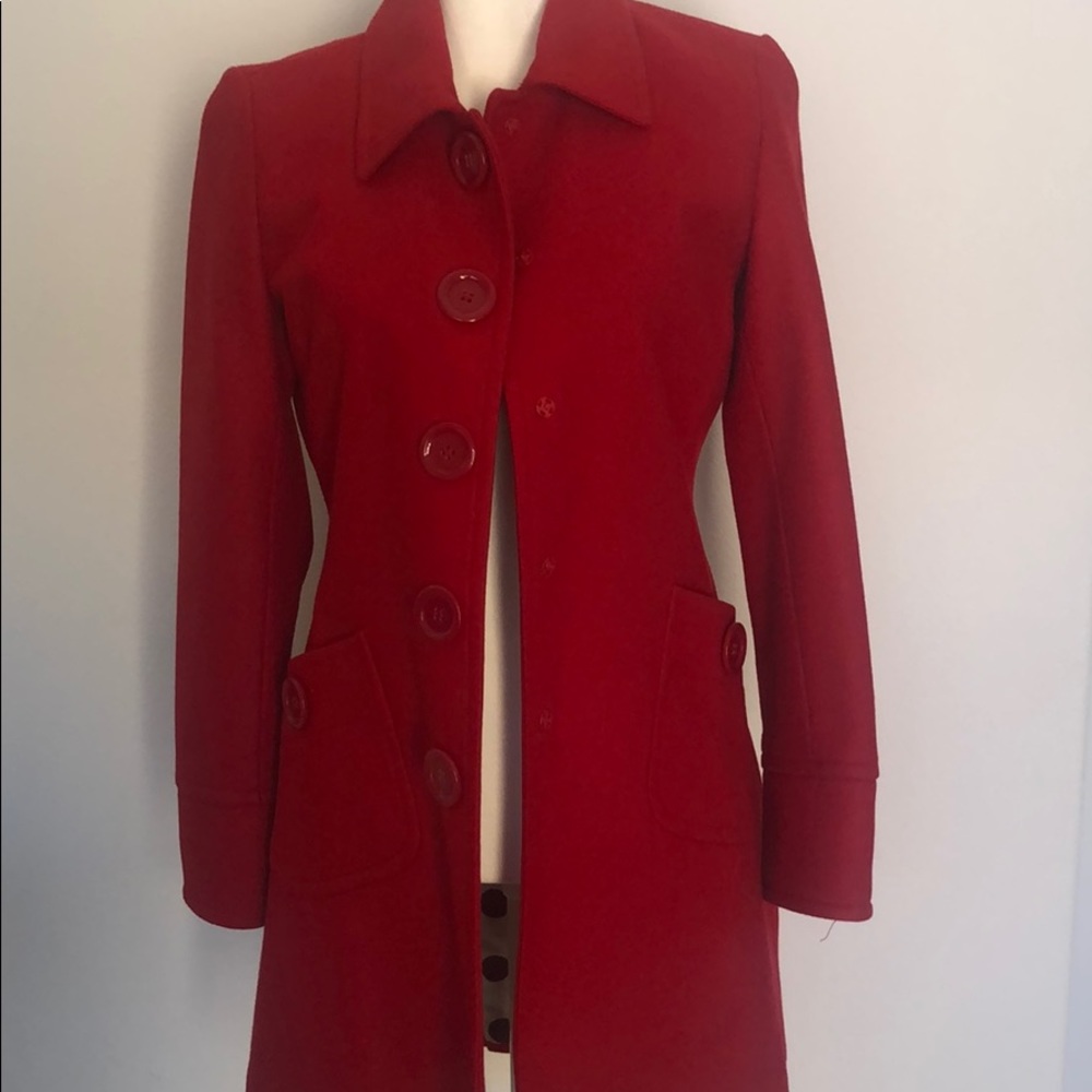 Anthropologie Tulle red peacoat